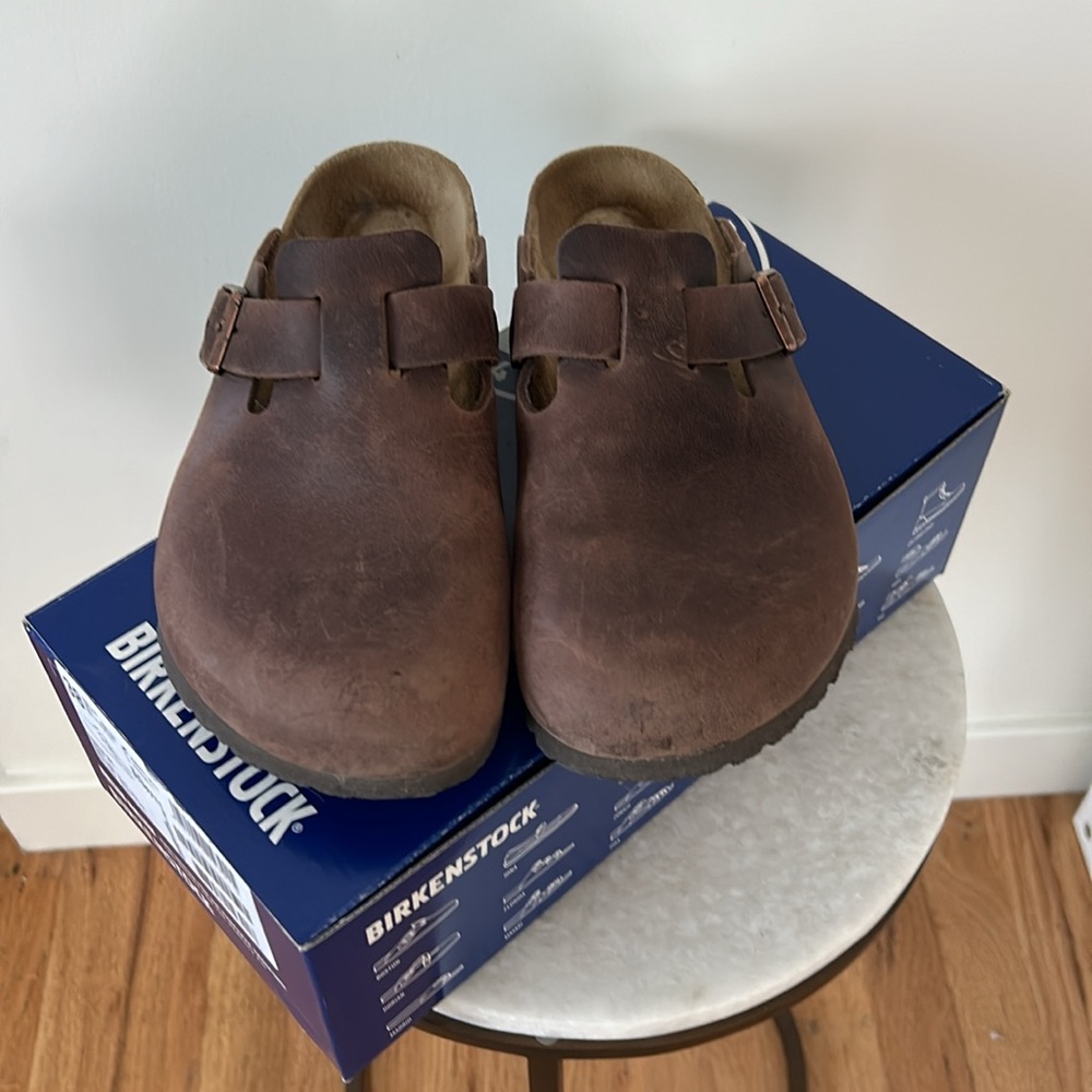 Birkenstock Brown Leather Boston Clogs